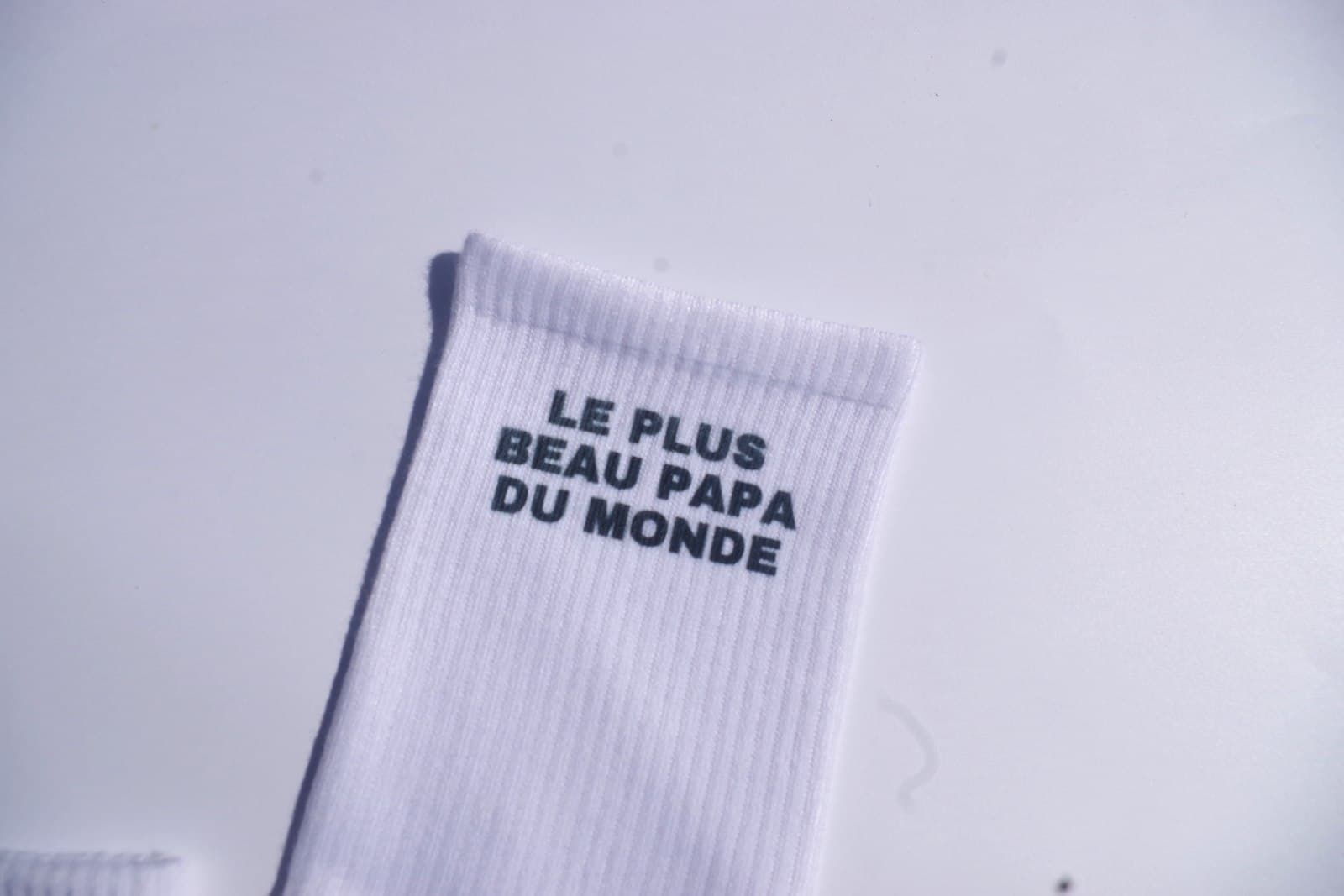 Chaussette personnalisée avec le texte « Le plus beau papa du monde »